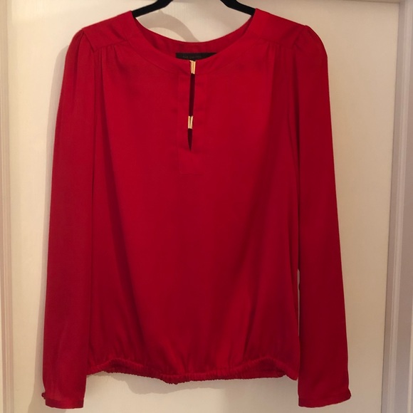 Red Satin Long Sleeve Blouse - The Limited - Picture 1 of 3